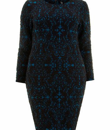 Bhs Teal Jaquard Dress, green 12612909533