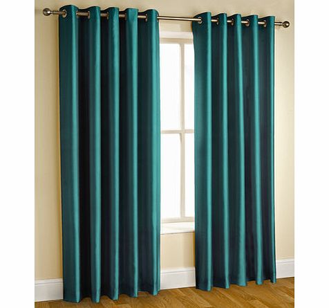 Teal plain faux silk blackout/thermal eyelet