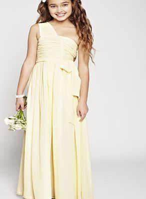 Bhs Teen Lemon One Shoulder Bridesmaid Dress, lemon