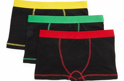 Bhs Three Pack Coloured Trim Trunks, black/multi