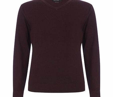 Bhs Tipped V Neck Burgundy Jumper, Red BR53M02ERED