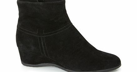 Bhs TLC Black Leather Collar Wedge Boots, black