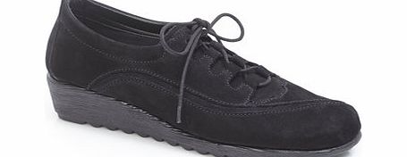 Bhs TLC Black Scratch Wedge Lace Up Shoe, black