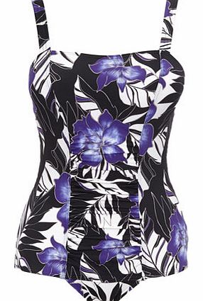 Tonal Floral Printed Tummy Control Swimsuit,