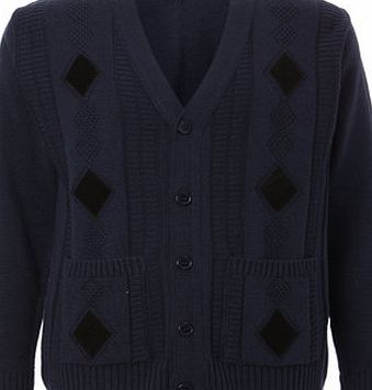 Bhs Traditional Navy Cardigan, DK BLUE BR53L01GBLU