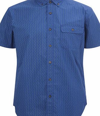 Bhs Trait Blue Leaf Print Cotton Shirt, Blue