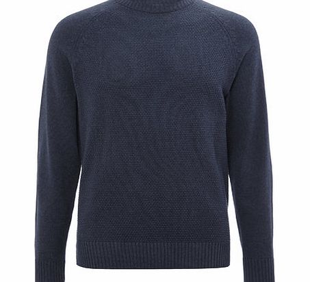 Bhs Trait Blue Texture Raglan Crew, Blue BR53H01GBLU