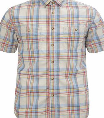 Bhs Trait Cream Cotton Checked Shirt, Cream