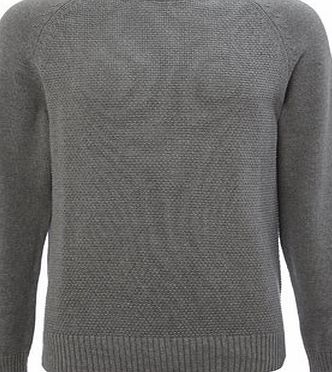 Bhs Trait Grey Texture Crew Neck Jumper, Grey