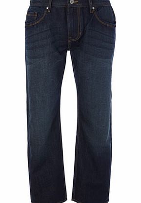 Bhs Trait Mens Dirty Tint Relaxed Fit Jeans, Blue