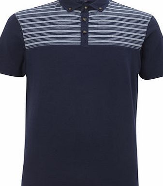 Bhs Trait Navy Chest Panel Polo Shirt, NAVY