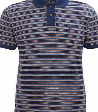 Bhs Trait Navy Multi Striped Polo Shirt, Blue