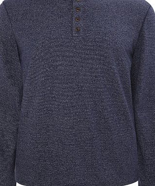 Bhs Trait Navy Textured Long Sleeve Top, Blue