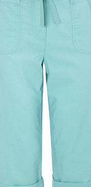 Bhs Turquoise Cotton Crop Trousers, Turquoise