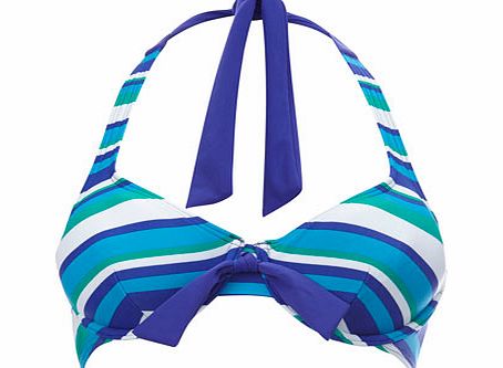 Turquoise Multi Stripe Print Underwired Bikini