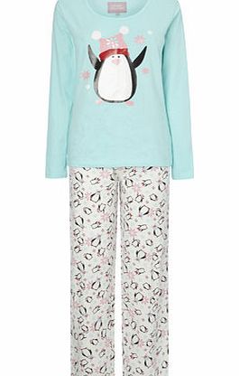 Turquoise Penguin Gifting Pyjama, Turquoise