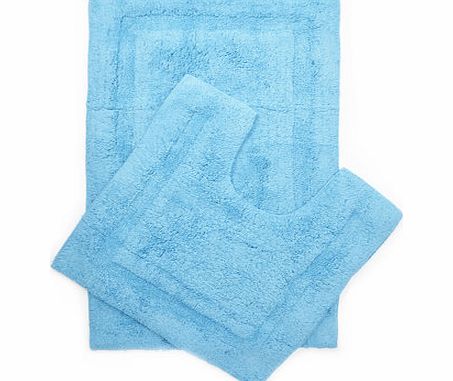 Bhs Turquoise Plain Bath and Pedestal Mat Set,