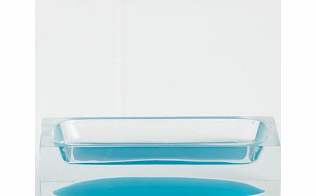 Turquoise square resin soap dish, turquoise