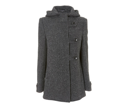 Tweed hooded tab detail duffel coat