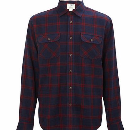 Bhs Twill Check Long Sleeve Shirt, Navy BR51T07FNVY