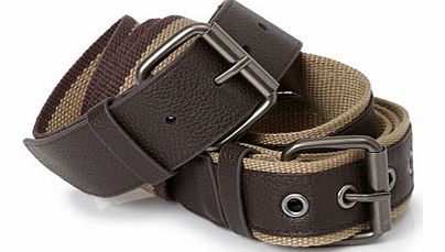 Twin Pack Canvas Belts, Brown BR63A09EBRN