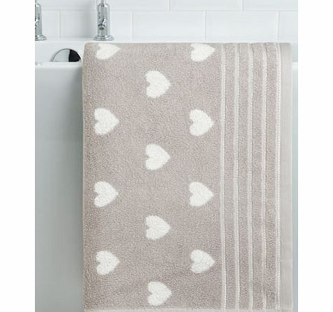 Vintage Polka Heart Bath Sheet Grey, grey