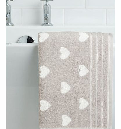 Vintage Polka Heart Hand Towel Grey, grey