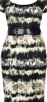 Bhs Wallis Khaki Belted Midi Dress, khaki 12027110720