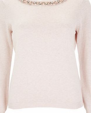 Bhs Wallis Nude Pearl Trim Jumper, nude 12019053150