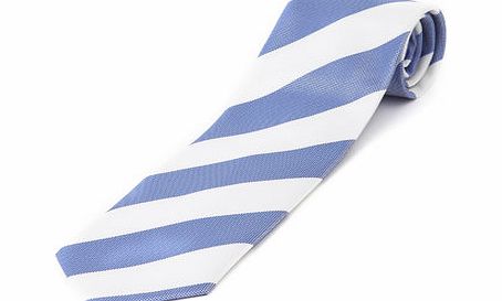 Bhs White and Blue Wide Stripe Tie, White BR66D02GWHT
