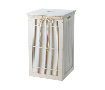 White bamboo laundry bin