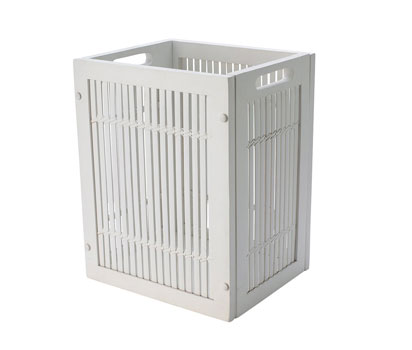bhs White bamboo waste paper bin