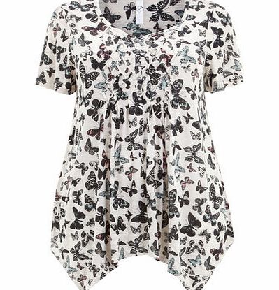 Bhs White Butterfly Pintuck Top, natural 12612440438