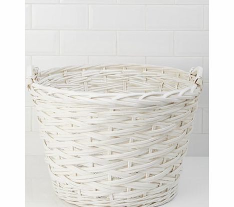 Bhs White chunky willow heart log basket, white