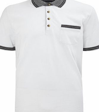 Bhs White Contrast Collar Polo Shirt, White