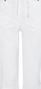 Bhs White Cotton Crop Trousers, white 2206440001
