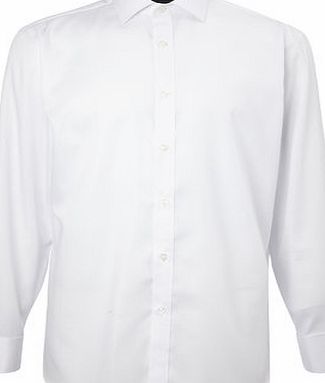 Bhs White Cotton Cutaway Collar Double Cuff Shirt,