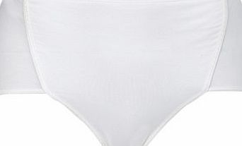 Bhs White Cotton High Leg Shaping Brief, white