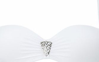 Bhs White Delicate Brooch Detail Bandeau Bikini Top,