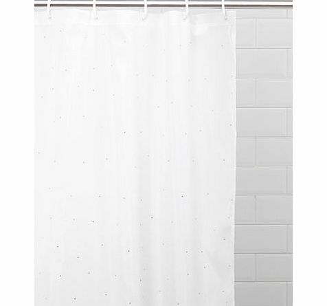 White Diamante Shower Curtain, white 1941930306