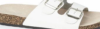 Bhs White Double Buckle Comfort Sandals, white