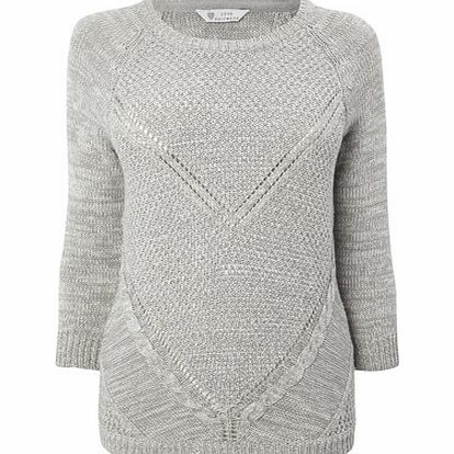 Bhs White/Grey Stitch Interest Jumper, white/grey