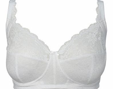 Bhs White Jacquard and Lace Total Support Non-Wired
