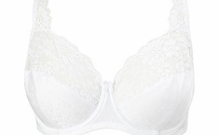 Bhs White Jacquard and Lace Underwired Bra, white