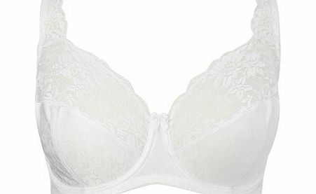 Bhs White Jacquard and Lace Underwired DD-G Bra,