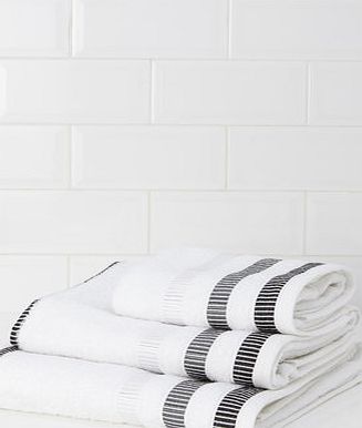 Bhs White Linear Weft Towel, white 1947550001