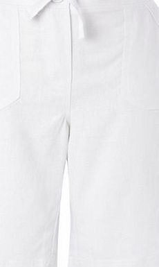 Bhs White Linen Blend Mid-Length Shorts, white