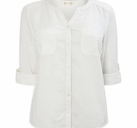 Bhs White Linen Blend Shirt, white 3391590001