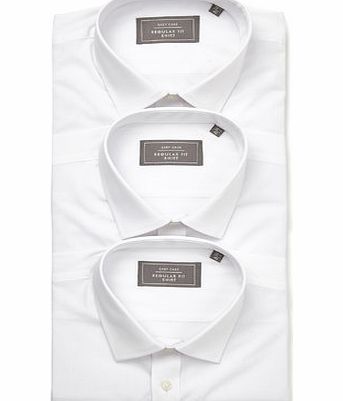Bhs White Long Sleeve Triple Pack Shirts, White