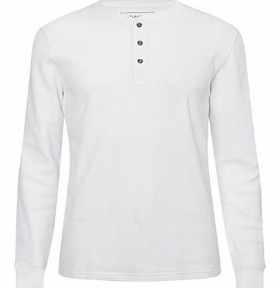 Bhs White Long Sleeve Waffle Top, White BR54E04CWHT
